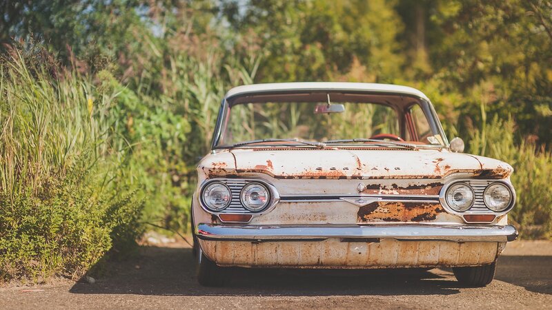 Rusty Vintage Car — White, Serene