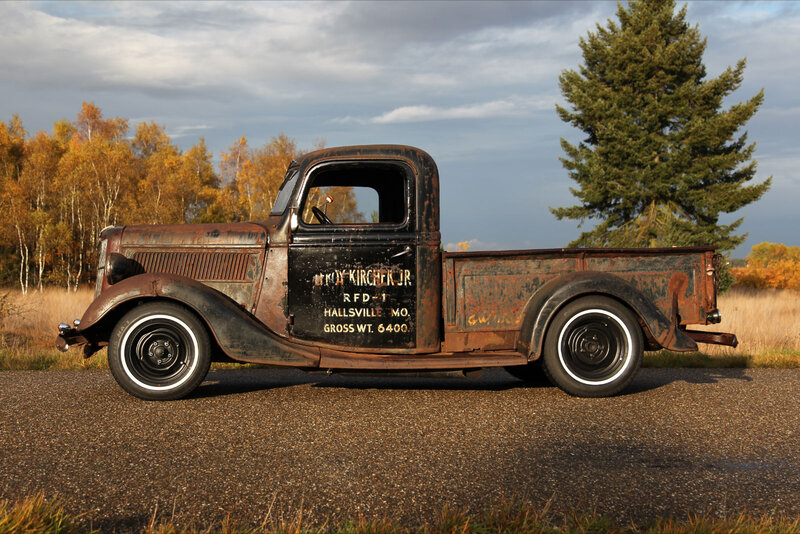 Rusty Vintage Pickup Truck — Brown, Dramatic, Autumn