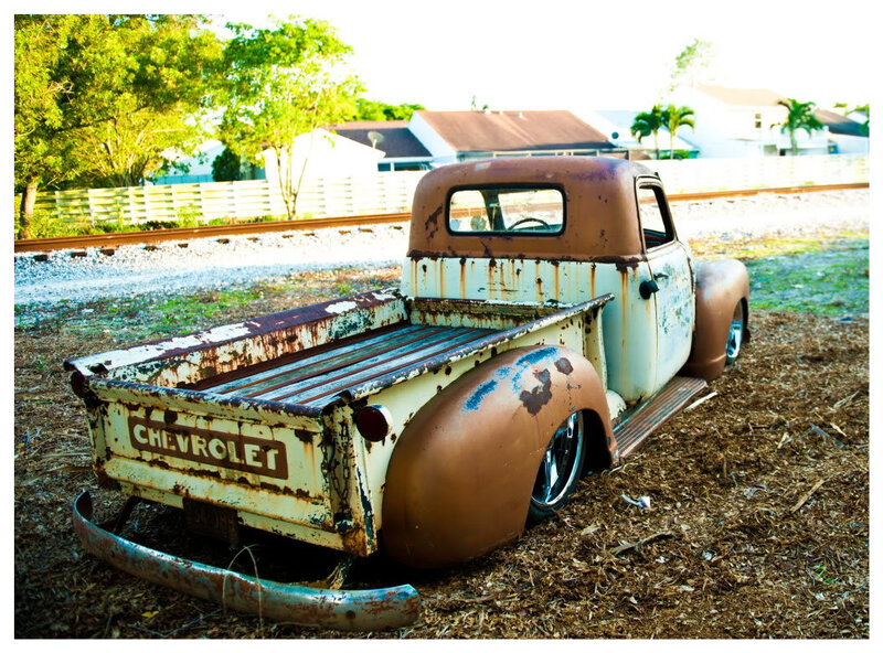 Rusty Vintage Truck — Brown, Dusty, Afternoon