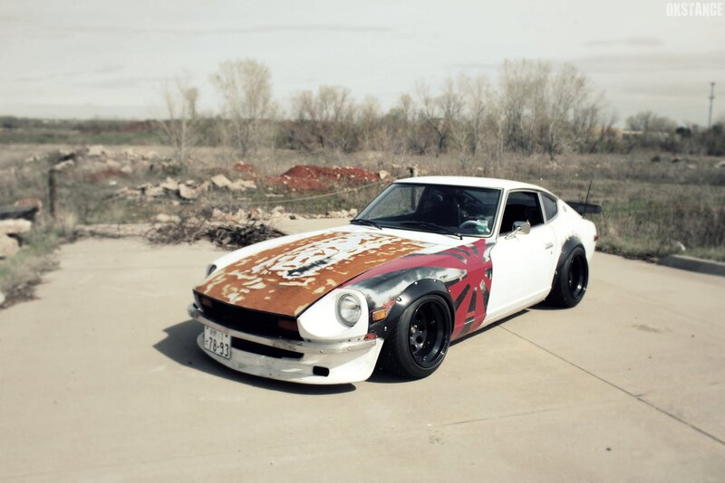rusty white sports car