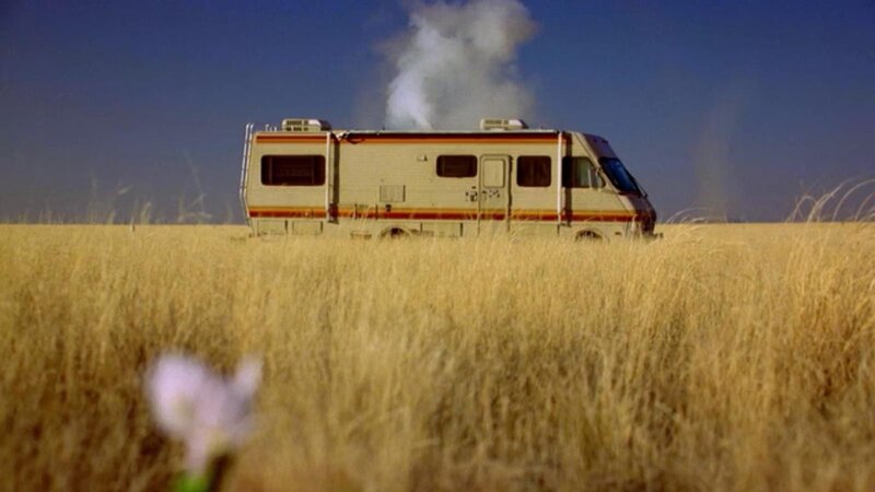 rv in a field of grass