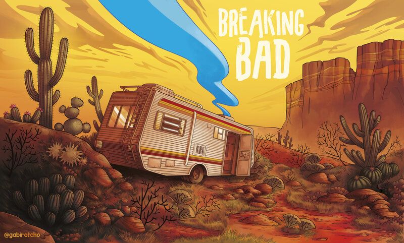 Rv in Desert Landscape — Yellow