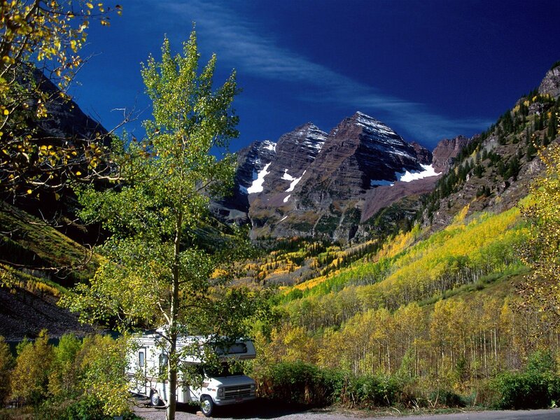RV in mountain valley