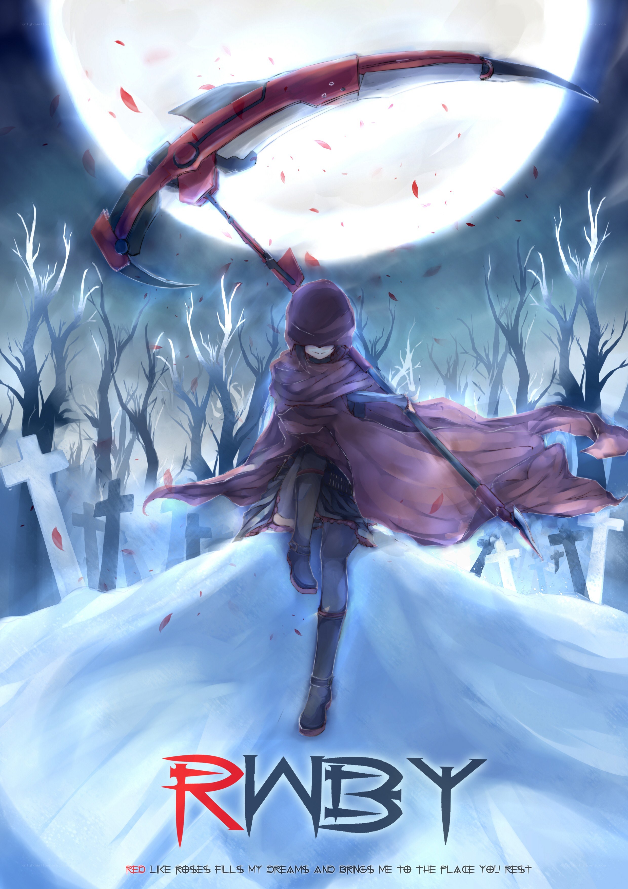 RWBY character in a graveyard