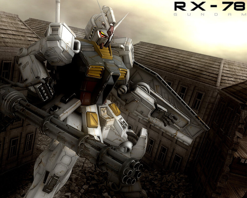 RX-78 Gundam in a ruined city
