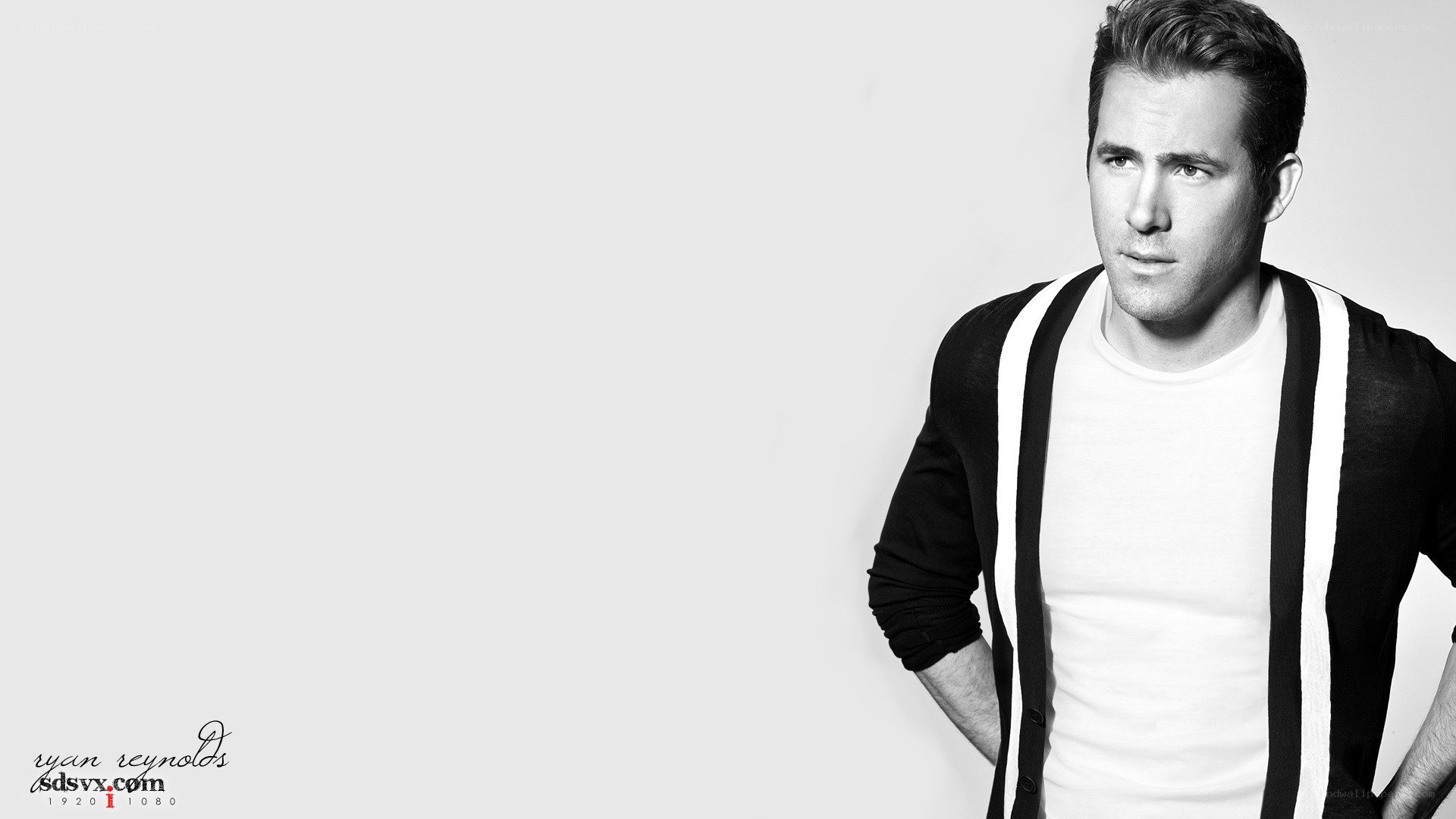 Ryan Reynolds in black and white