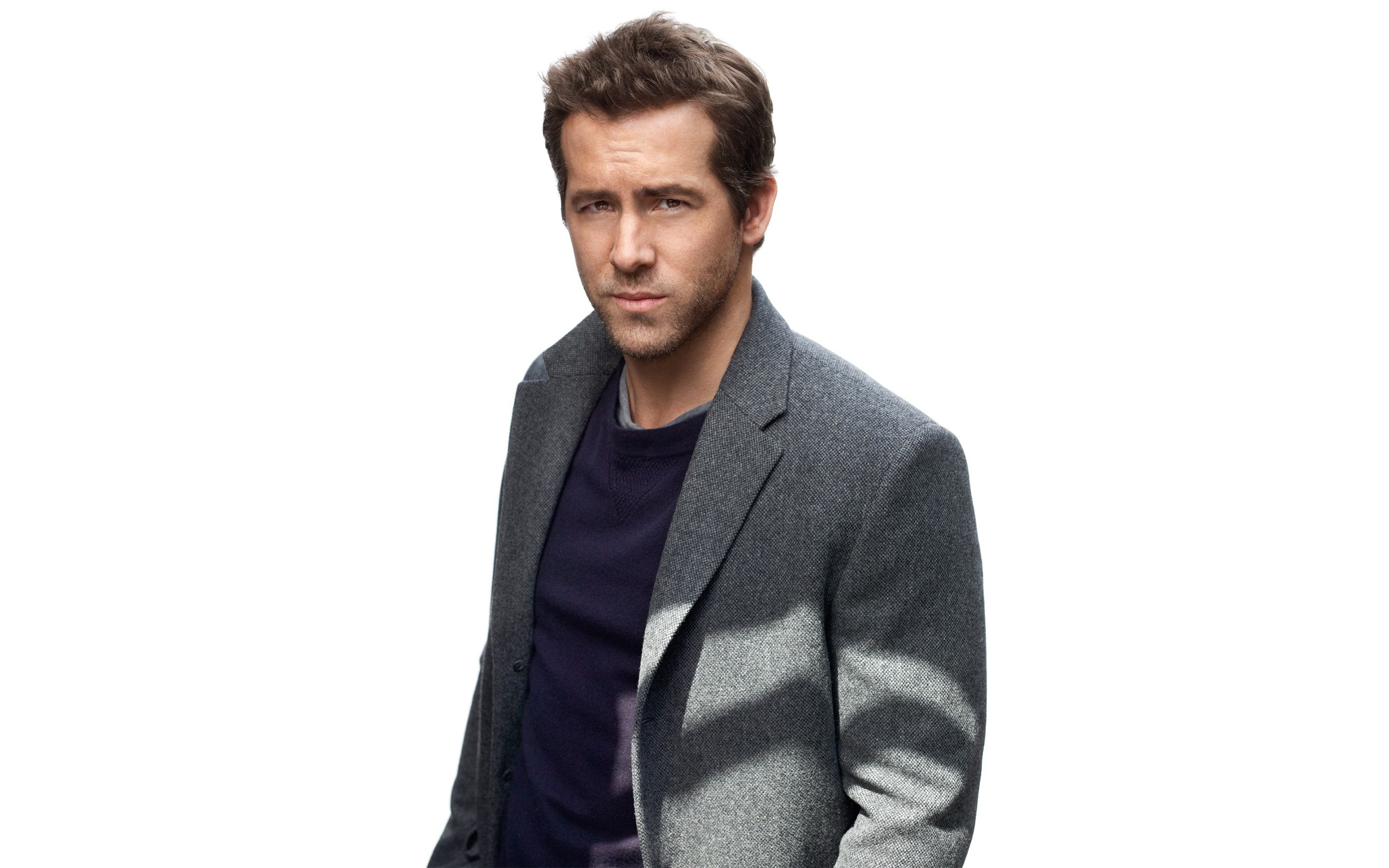 Ryan Reynolds in gray coat