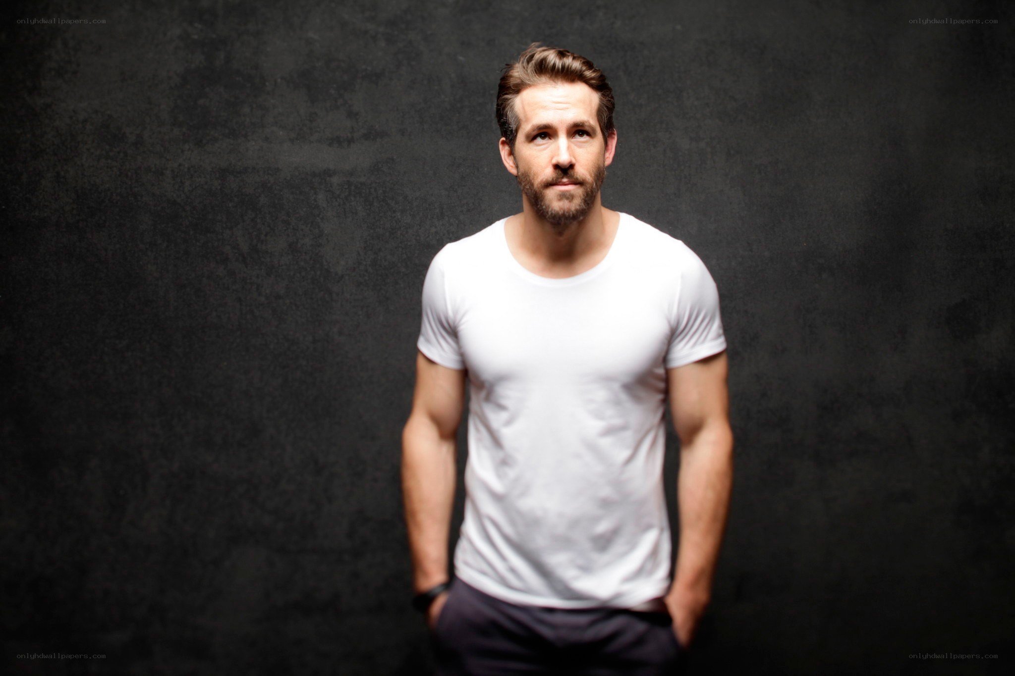 Ryan Reynolds in white t-shirt