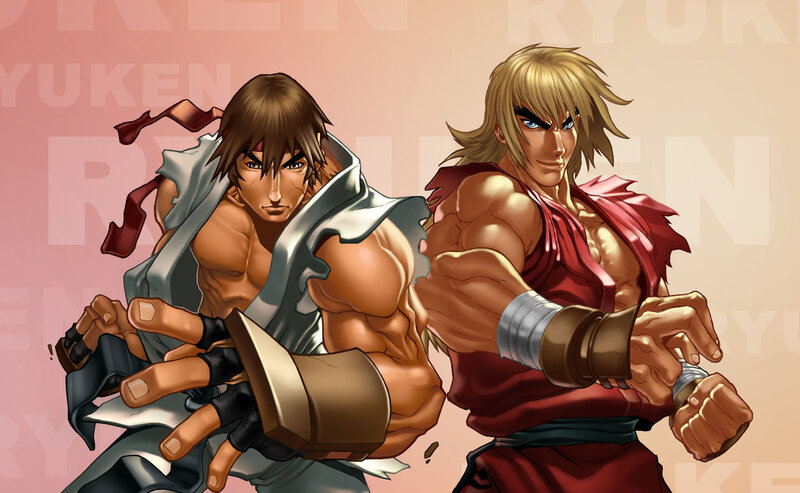 Ryu and Ken fighting stance