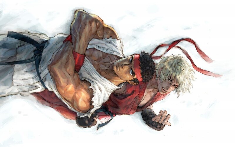 Ryu and Ken in a martial arts clash