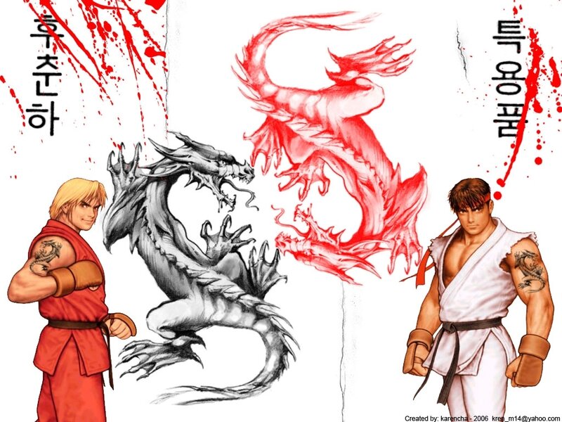 Ryu and Ken with Dragon Spirits