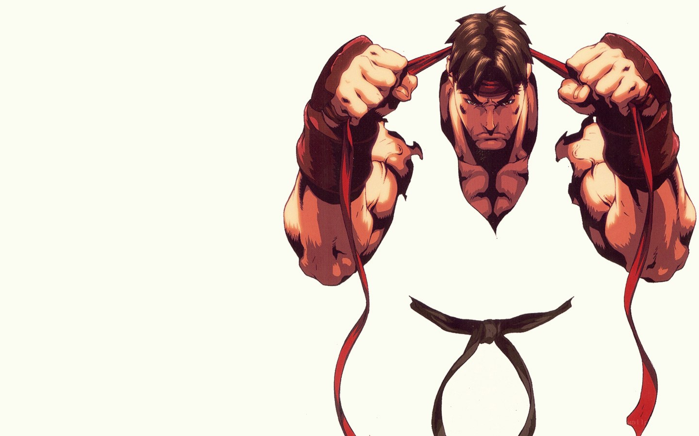 Ryu pulling his gi belt