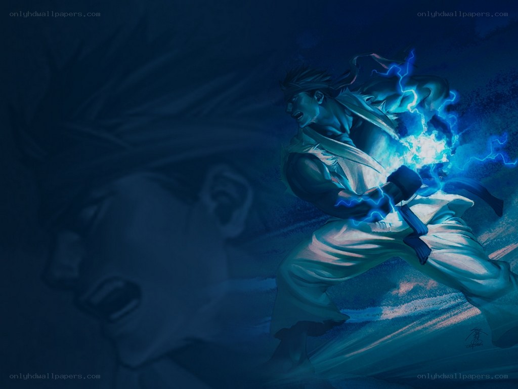 Ryu unleashing a powerful energy attack