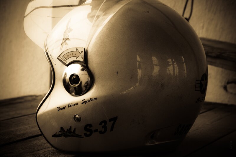 S-37 helmet on wooden surface