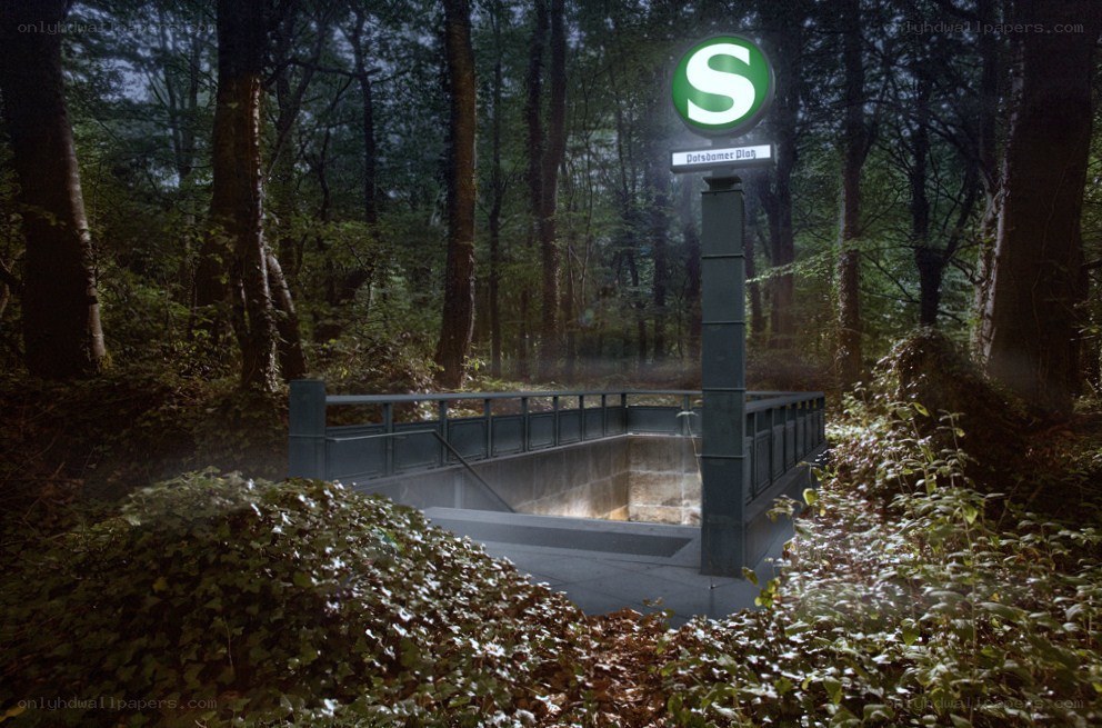S-Bahn station in a forest