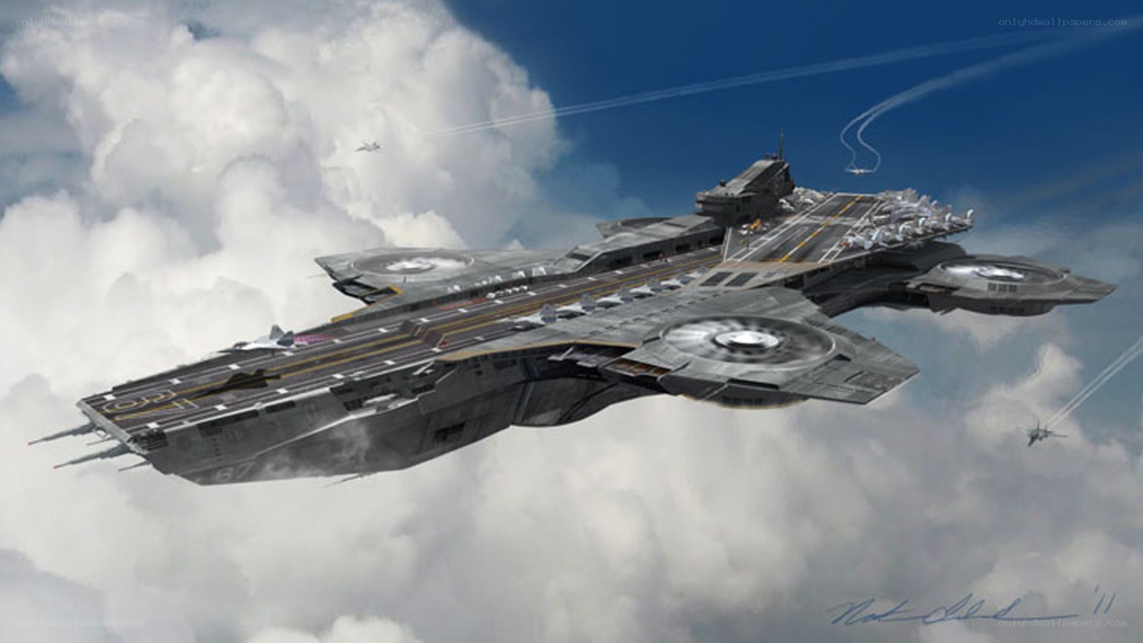 S.H.I.E.L.D. Helicarrier in flight