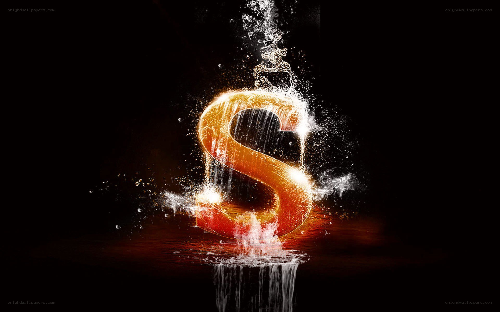S letter with water splash