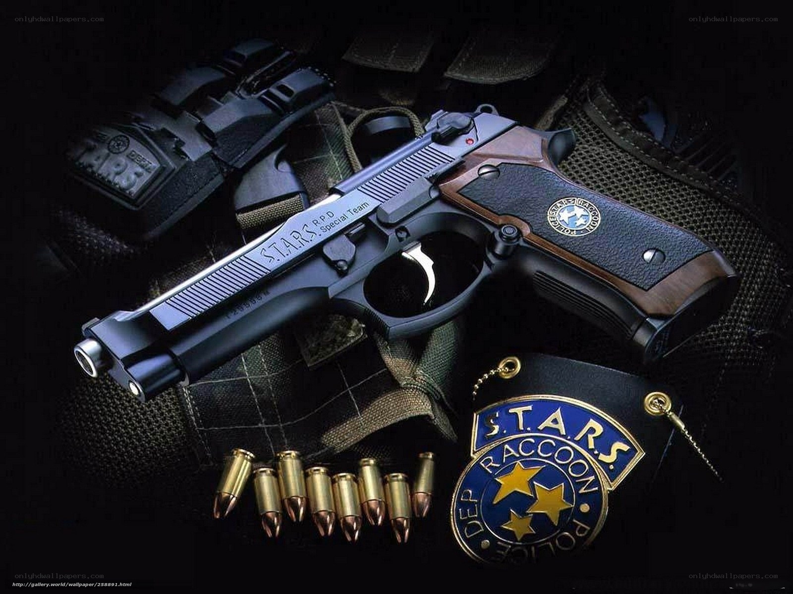 S.T.A.R.S. handgun and badge