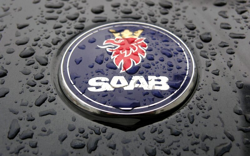 Saab Car Emblem — Black, Wet