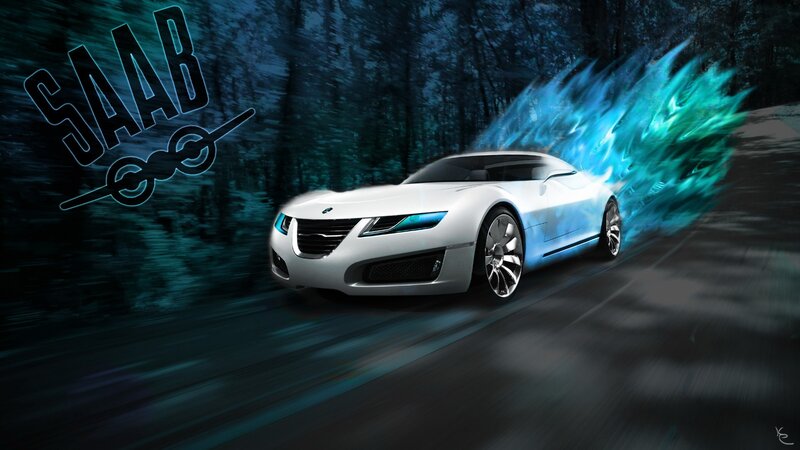 Saab concept car in motion