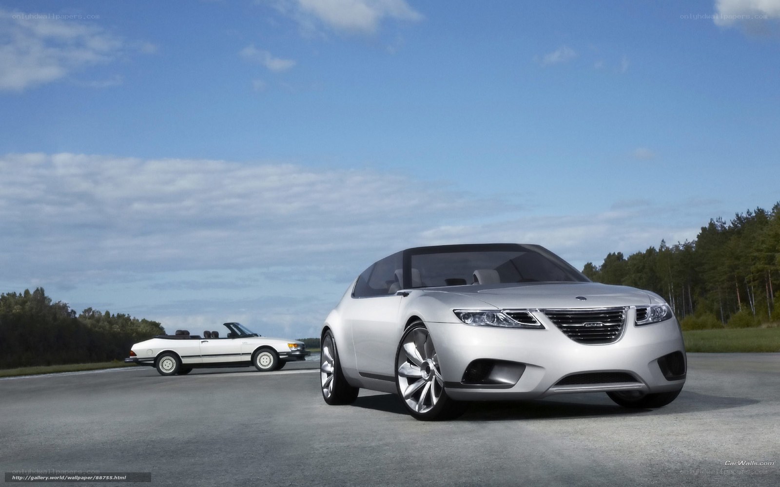 Saab concept car with classic model