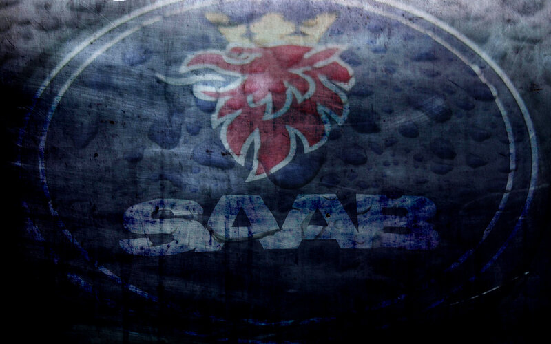 Saab logo on textured surface