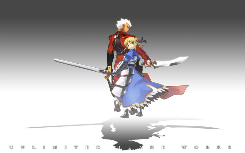 Saber and Archer in battle