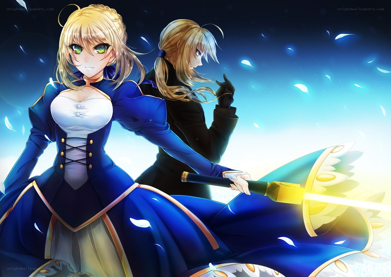 Saber and Archer in battle