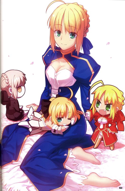 Saber and chibi characters