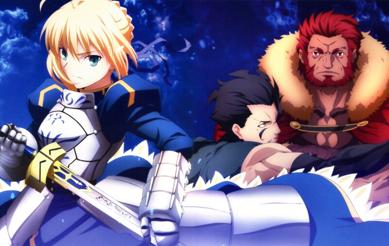Saber and her allies in battle