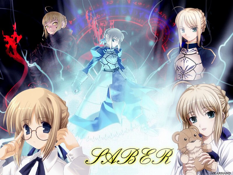 Saber character collage
