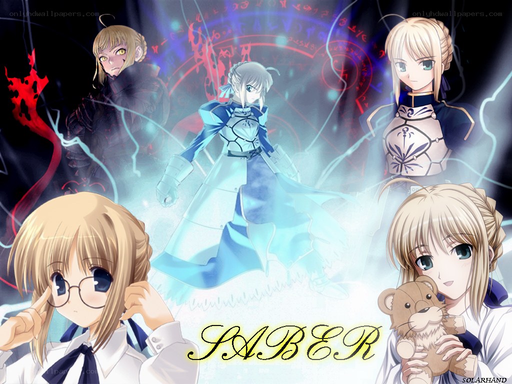 Saber character collage