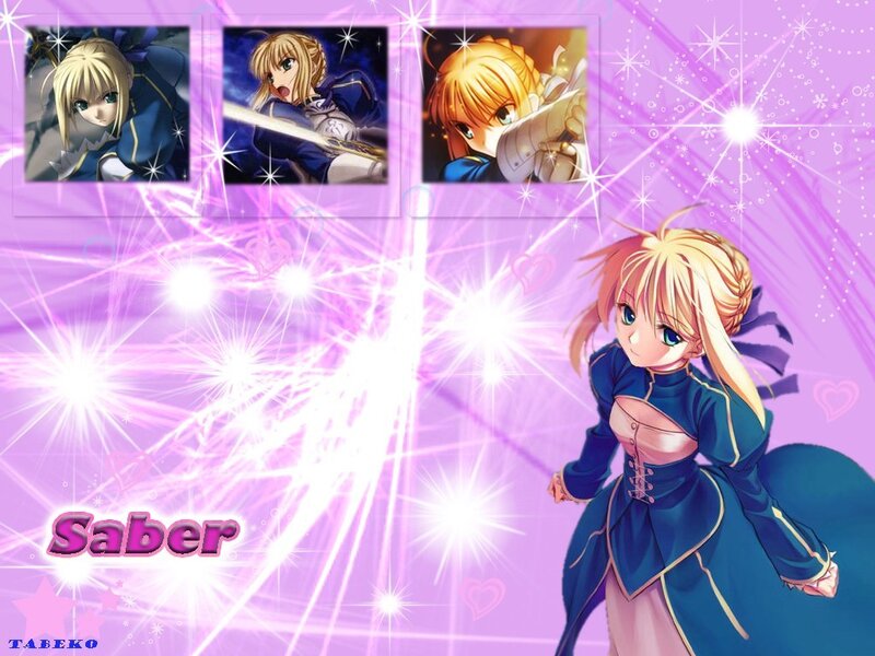 Saber character collage