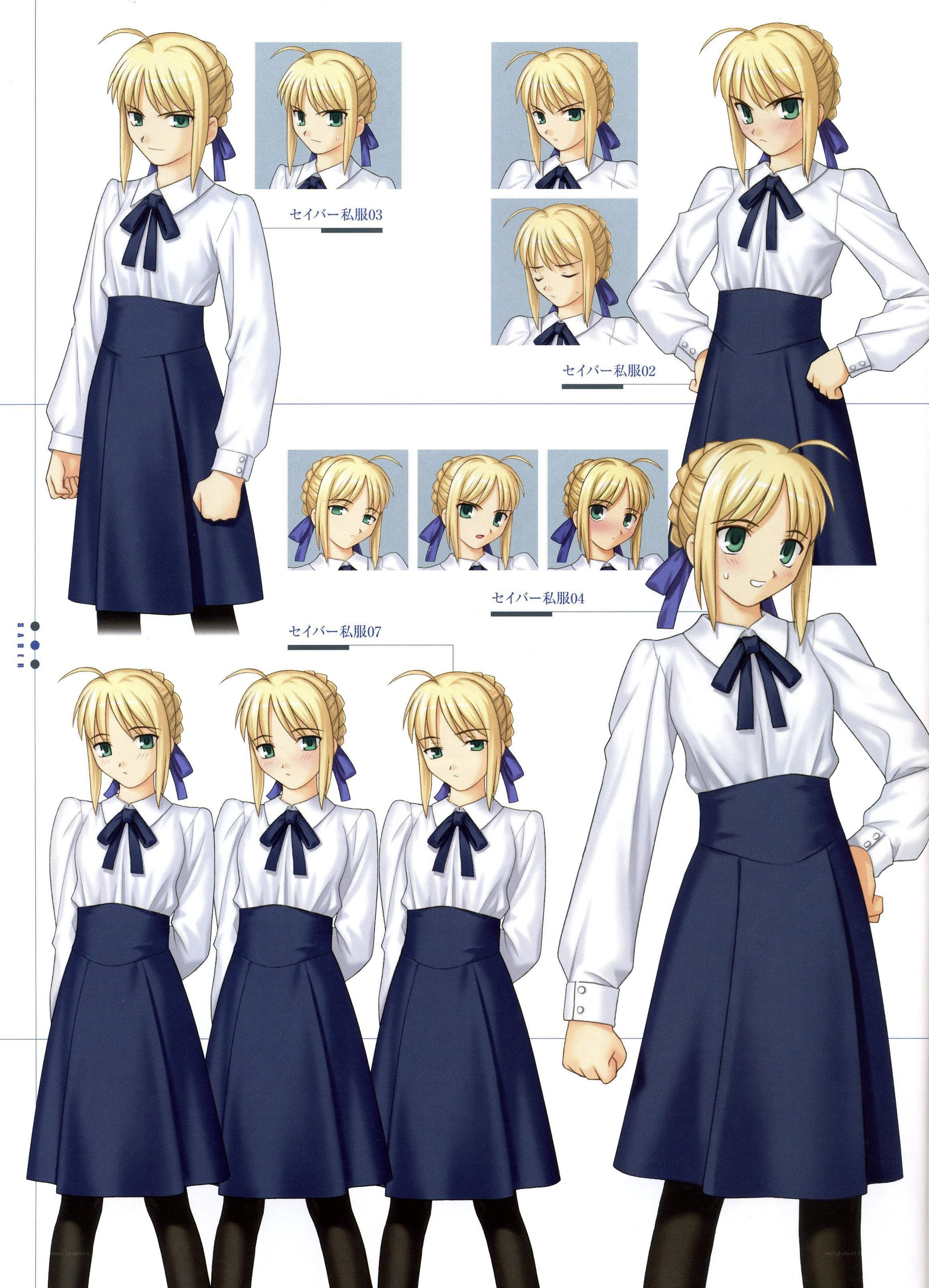 Saber character design sheet