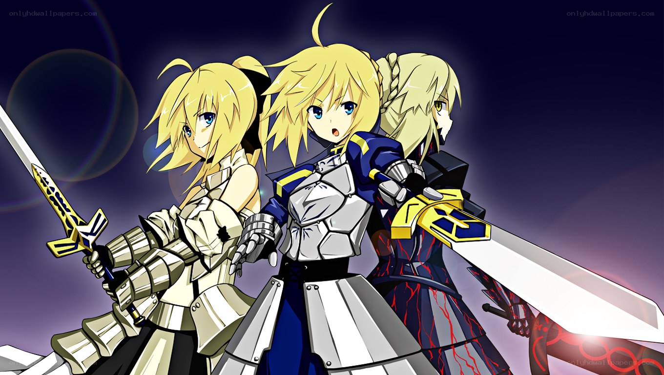 Saber characters in armor