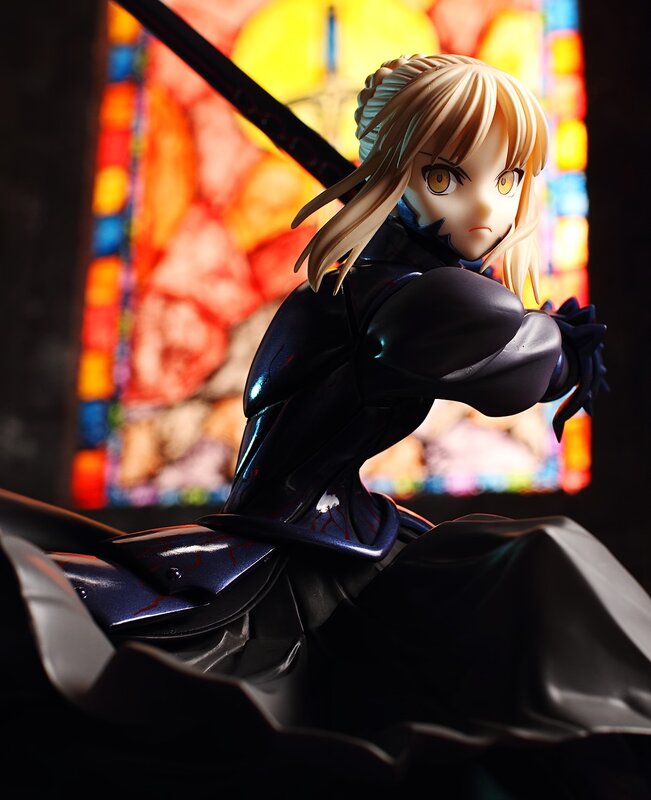 Saber figure in stained glass