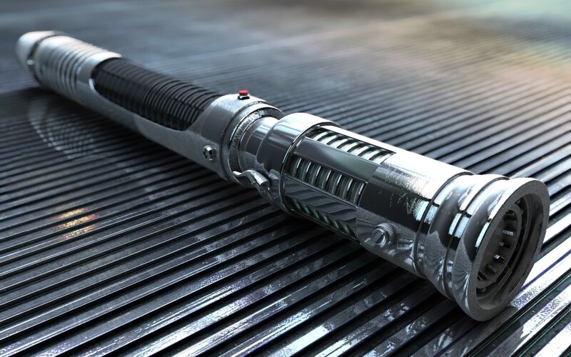 saber hilt on metal surface