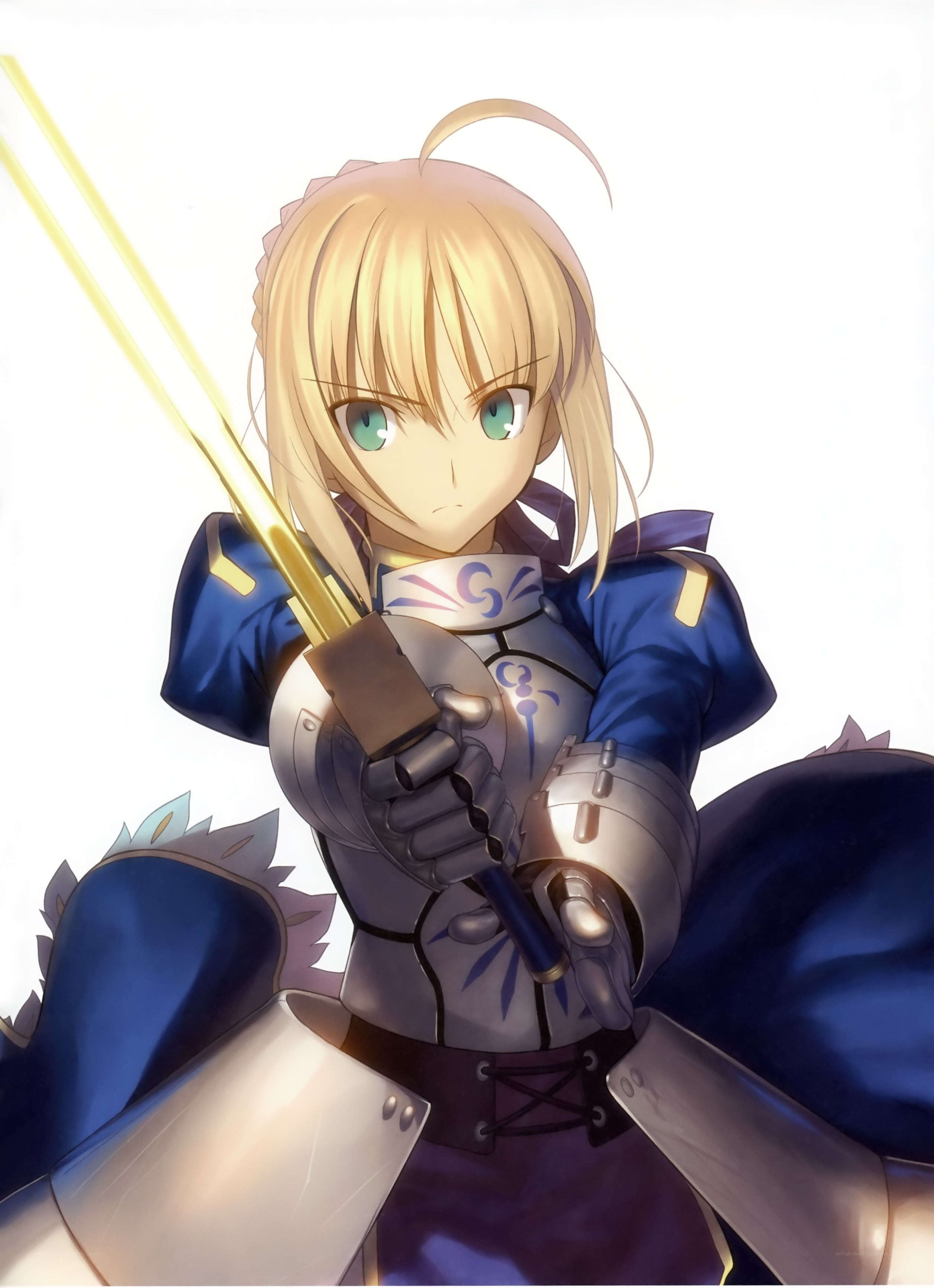 Saber holding a glowing sword