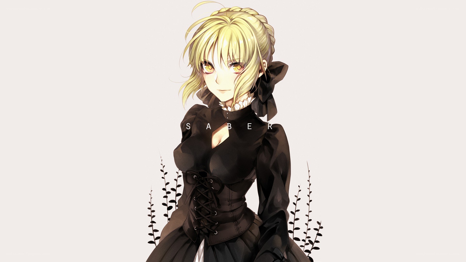 Saber in a black dress