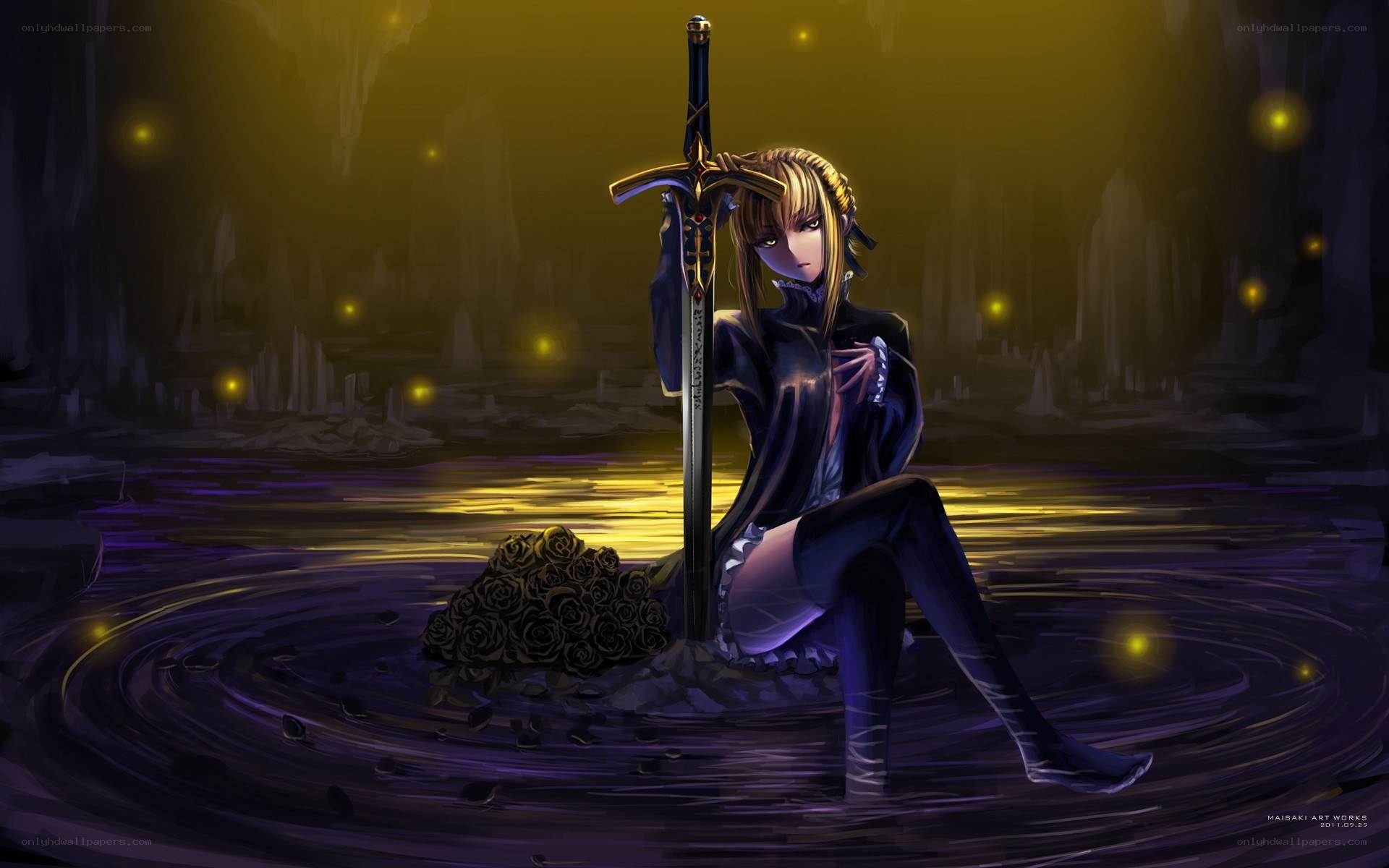 saber in a dark cave