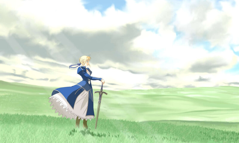 saber in a green field