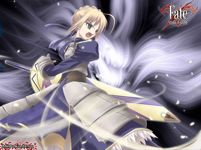 Saber in action from Fate/stay night