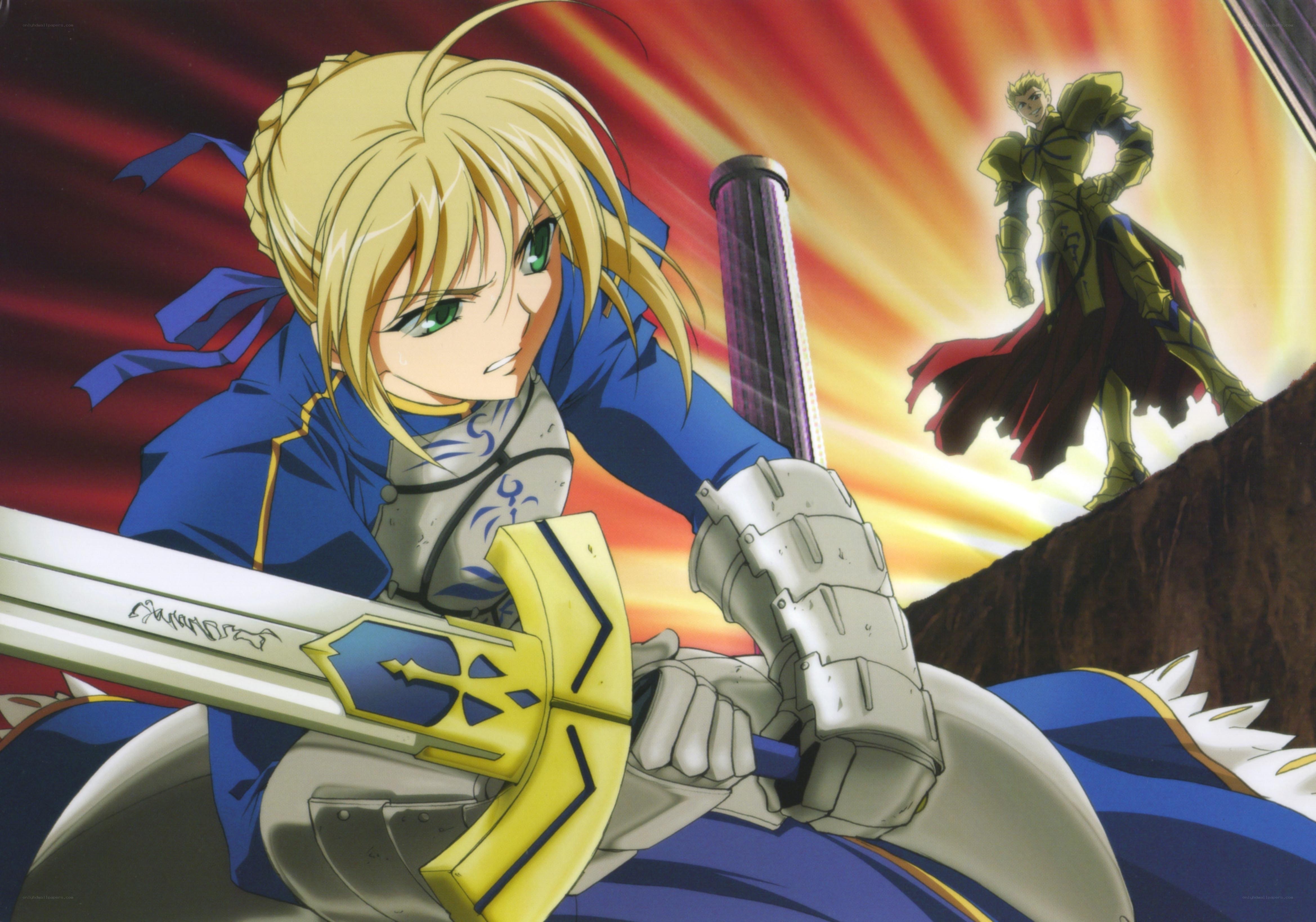Saber in battle with King Arthur