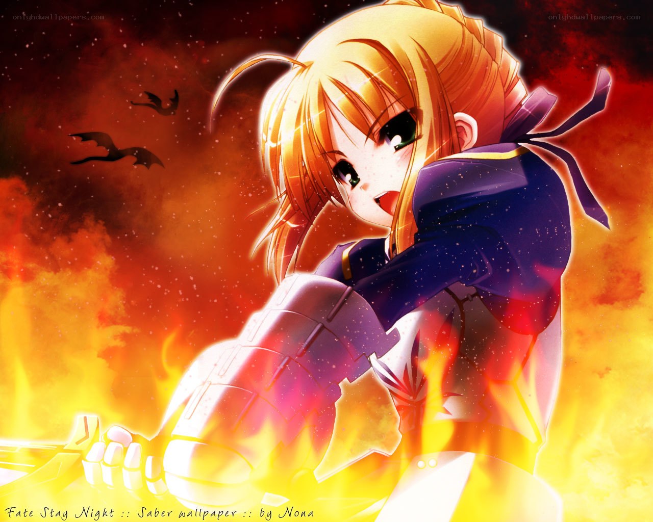 Saber in fiery battle