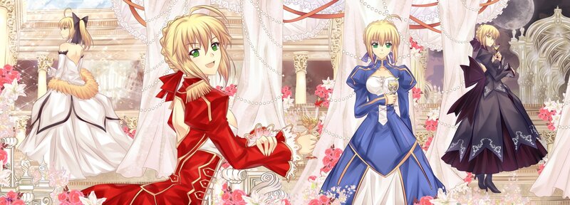 Saber in multiple outfits