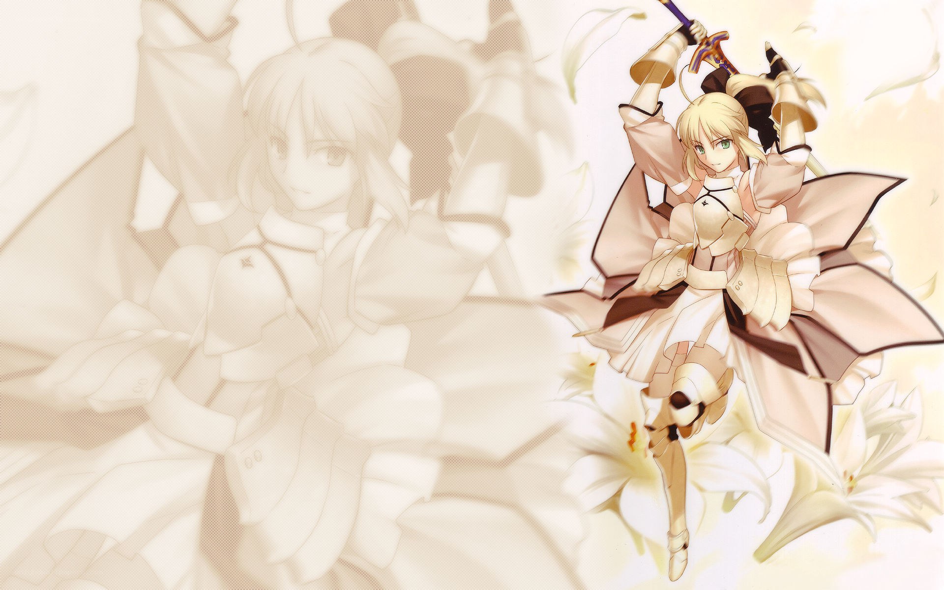 saber in white lilies