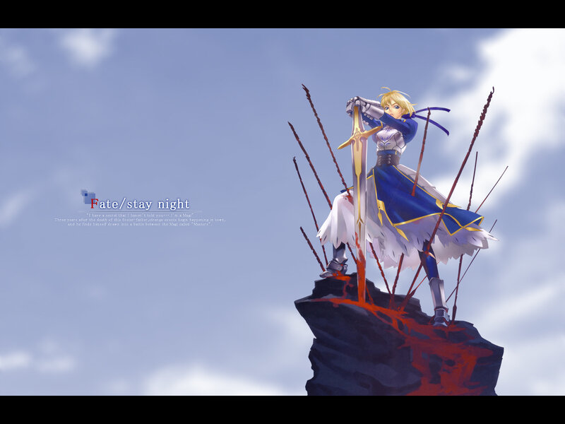 Saber on a cliff with Excalibur