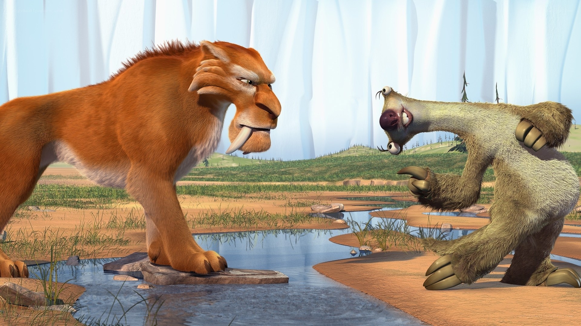 Saber-toothed cat and sloth encounter