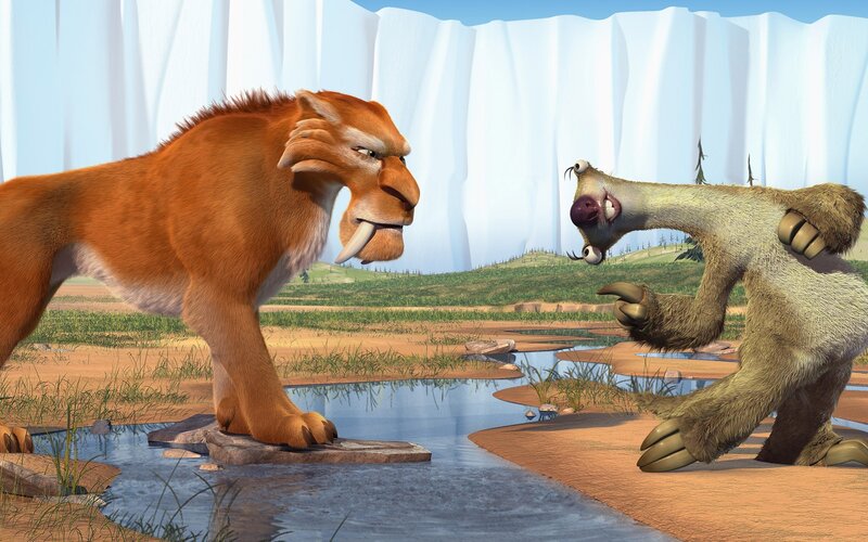 Saber-toothed cat and sloth encounter
