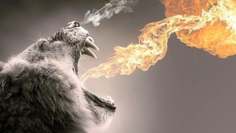 Saber-toothed Cat Breathing Fire